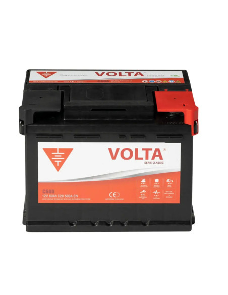 Batería Coche 60Ah 500A EN Volta C600D Classic +Dcha