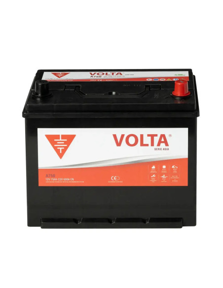 Batería de Coche 75Ah 600A EN Asia Volta A750D