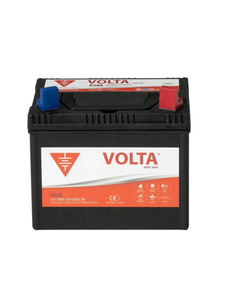 Batería Coche 30Ah 300A EN Asia Volta A300D +Dcha
