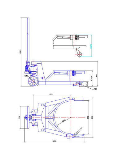 Transpaleta Bidones Chapa Ø585 mm - 365 Kg