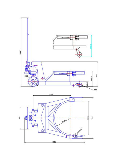 Transpaleta Bidones Chapa Ø585 mm - 365 Kg